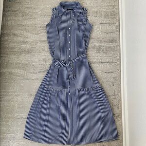 Tommy Hilfiger Navy and White Striped Midi Dress